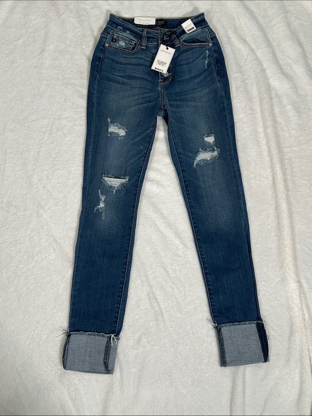 Judy Blue Dark Blue Distressed Skinny Jeans